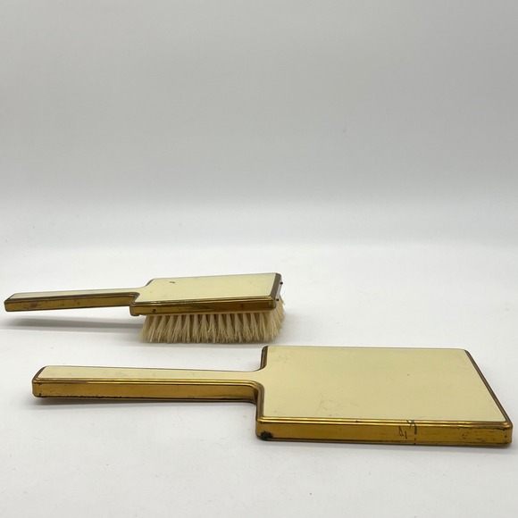 Vintage Vanity Set Brush and Mirror Gold Tone Elegant Dressing Table Decor‎ - Picture 9 of 13
